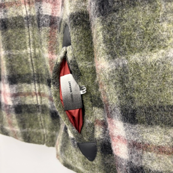 🔥 Isabel Marant Étoile Reversible Plaid Wool Bomber Jacket Red Quilted Gimmo - Picture 7 of 7